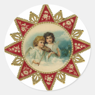 Vintage Kunst - Weihnachtssanken Runder Aufkleber