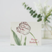 Vintage Kunst, Weiß und Rot Tulip Geburtstag