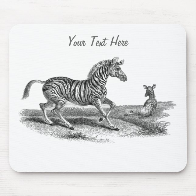 Vintage Kunst Zebra Mare und Fossilienmuseum Mouse Mousepad (Vorne)