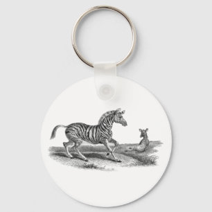 Vintage-Kunst-Zebra-und-Fohlen-Tier-Schlüsselanhän Schlüsselanhänger