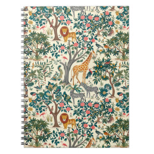 Vintage Kunst, Zebras-Giraffen, Flamingo, Vögel, l Notizblock