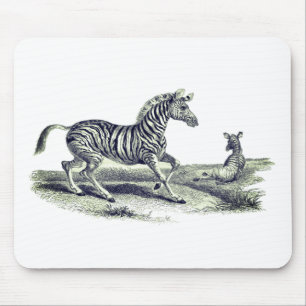 Vintage-Kunst Zebras und Fohlen Wildlife Mousepad
