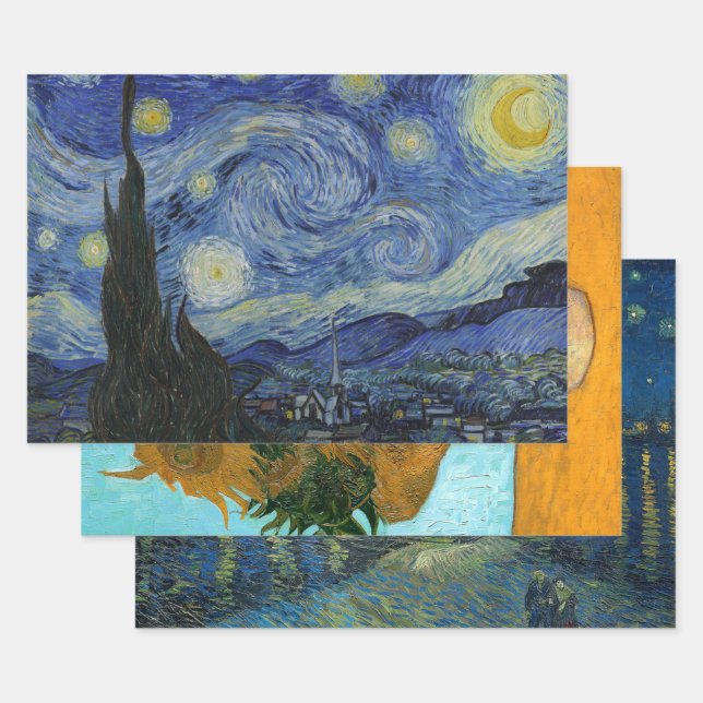 Vintage Kunstauswahl von Vincent van Gogh Geschenkpapier Set (Set)