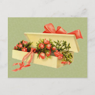 Vintage-Kunstbox mit Rosen-Postkarte Postkarte