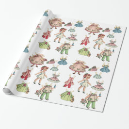 Vintage Kunstdruckpapier-Puppe. Niedliche Geschenkpapier