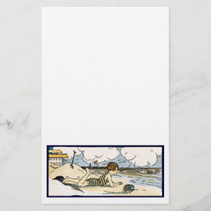 Vintage Kunstgeschichte von Child on Beach Briefpapier