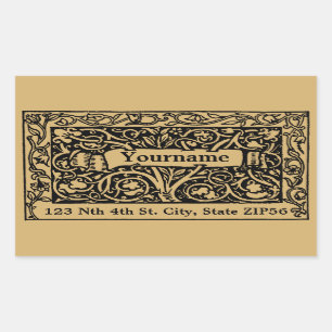 Vintage-Kunsthandwerk-Name-Label-Vorlage Rechteckiger Aufkleber