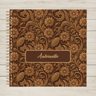 Vintage-Kunstleder mit geprägtem floralem Look Notizbuch