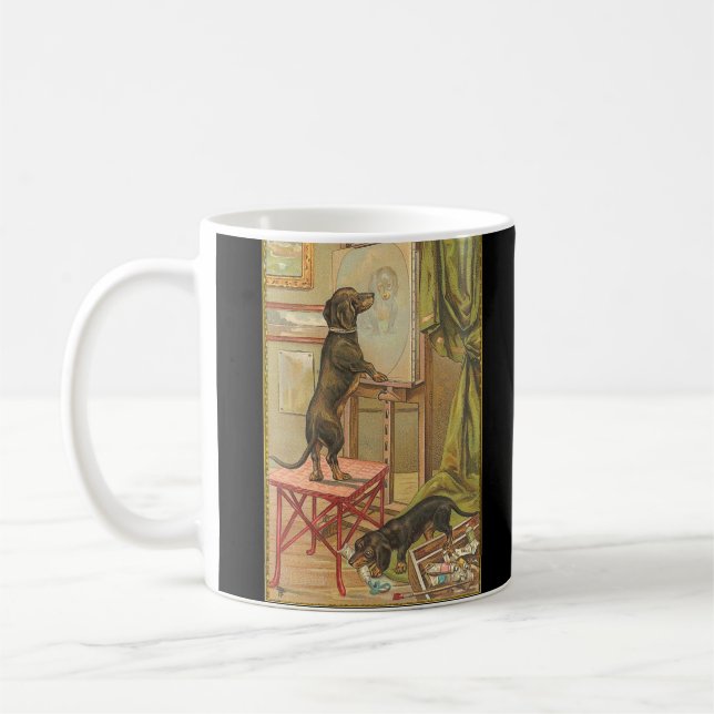 Vintage Künstler Dackel Dackel Tasse (Links)