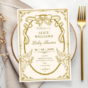 Vintage künstlerische barock Baby-Party Einladung