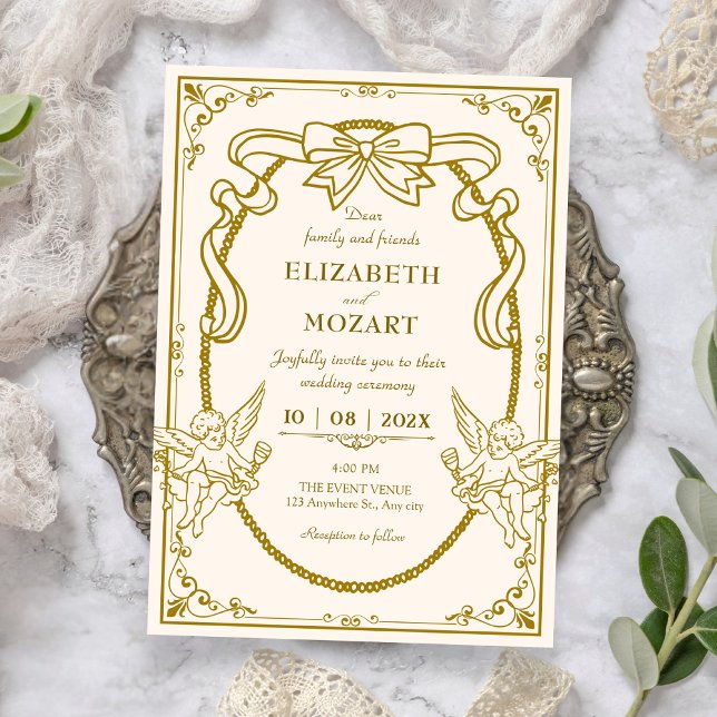 Vintage künstlerische barocke Hochzeit  Einladung (Von Creator hochgeladen)