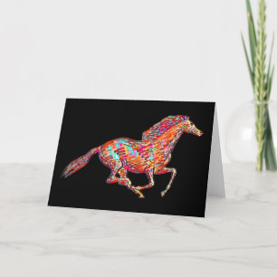 Vintage künstlerische bunte Galopprennen Pferd Kun Karte