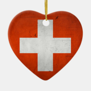 Vintage künstlerische die Grunge-Schweiz-Flagge Keramik Ornament