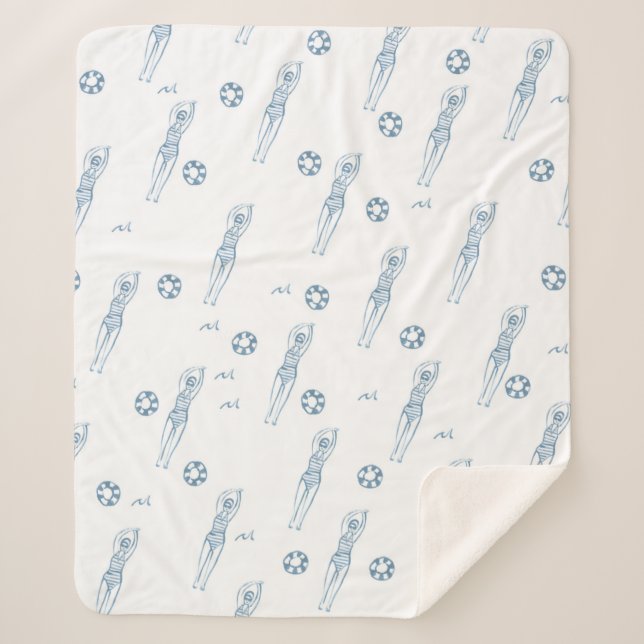 Vintage künstlerische Snychro Schwimmteam Muster Sherpadecke (Vorderseite)