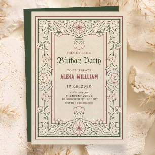 Vintage künstlerischer Blumenkunstrahmen Einladung