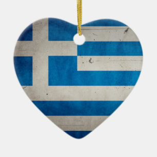 Vintage künstlerischer Grunge Griechenland-Flagge Keramikornament