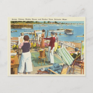 Vintage Künstlerkolonie Hafenblick Scituate MA Postkarte