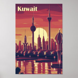 Vintage Kunstreise Kuwait Poster