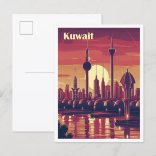 Vintage Kunstreise Kuwait Postkarte