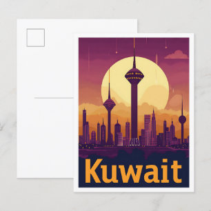 Vintage Kunstreise Kuwait Postkarte