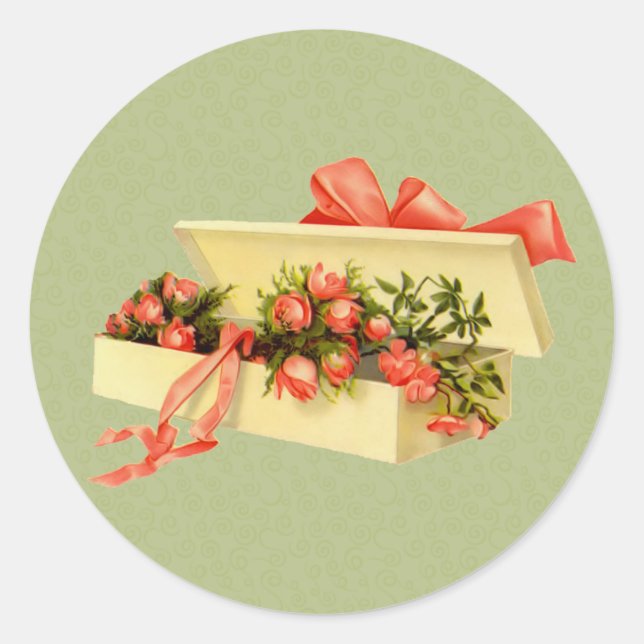 Vintage Kunstsammlung von Rose Runder Aufkleber (Vorderseite)