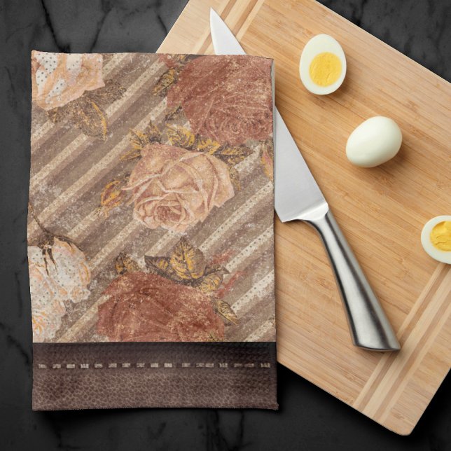 Vintage Kupfer-Rose | Rustikales Imitat Leder Geschirrtuch (Von Creator hochgeladen)