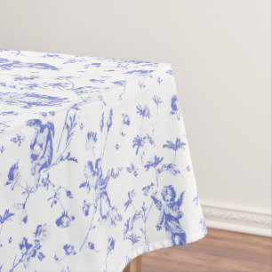 Vintage Kupiden Engel Floral Blauer weißer Film Tischdecke