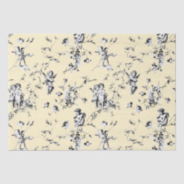 Vintage Kupiden Engel Floral Schwarz-weiß CreamToi Seidenpapier