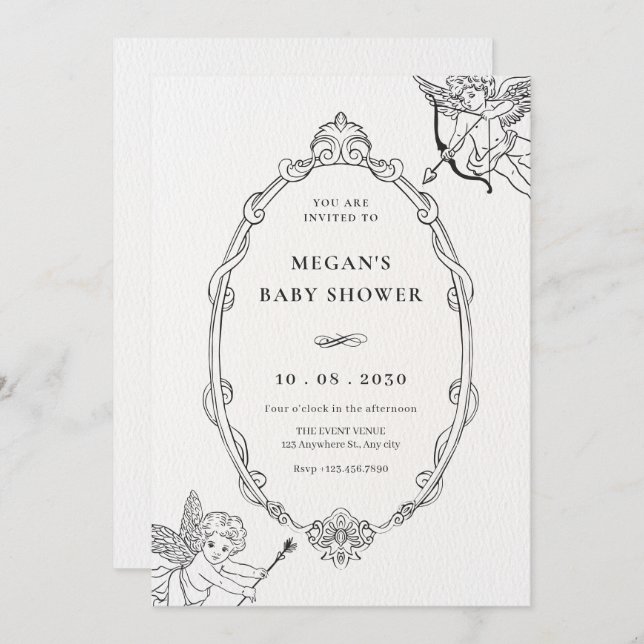 Vintage kuppelförmige Babydusche Einladung (Vorne/Hinten)