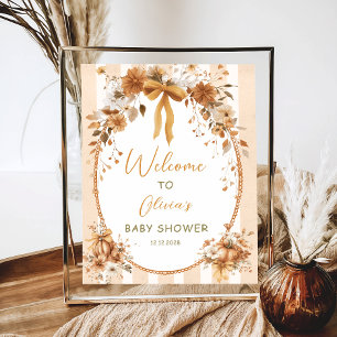 Vintage-Kürbis-Blumenband-Baby-Shower-Willkommen Poster