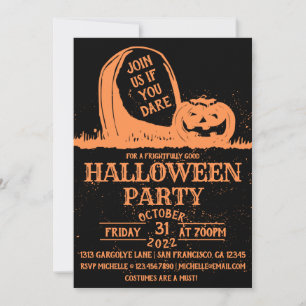 Vintage-Kürbis-Grabstein-Halloween-Party Einladung