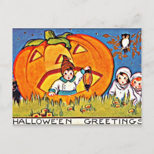 Vintage-Kürbis-Halloween-Grüße Feiertagspostkarte