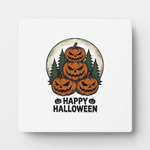 Vintage-Kürbis-Halloween-Jack-O-Lantern-Wald-Shirt Fotoplatte