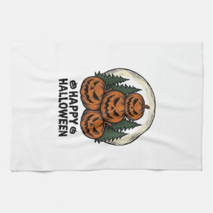 Vintage-Kürbis-Halloween-Jack-O-Lantern-Wald-Shirt Geschirrtuch