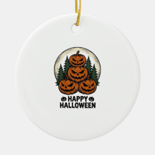 Vintage-Kürbis-Halloween-Jack-O-Lantern-Wald-Shirt Keramik Ornament