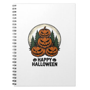 Vintage-Kürbis-Halloween-Jack-O-Lantern-Wald-Shirt Notizblock