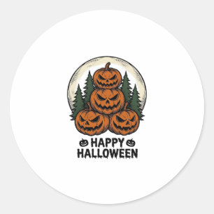 Vintage-Kürbis-Halloween-Jack-O-Lantern-Wald-Shirt Runder Aufkleber