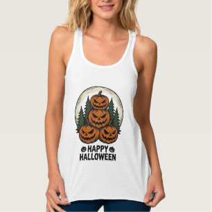 Vintage-Kürbis-Halloween-Jack-O-Lantern-Wald-Shirt Tank Top