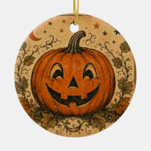 Vintage-Kürbis-Halloween-Wurfkissen Keramik Ornament