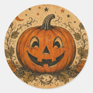 Vintage-Kürbis-Halloween-Wurfkissen Runder Aufkleber