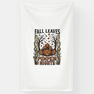 Vintage-Kürbis-Shirt Herbstlaub Gruselernte A Banner