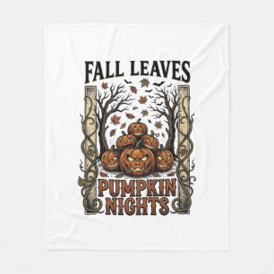 Vintage-Kürbis-Shirt Herbstlaub Gruseliger Ernte A Fleecedecke