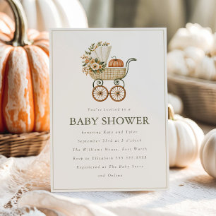 Vintage-Kürbis und Kinderwagen Herbst-Baby-Party Einladung