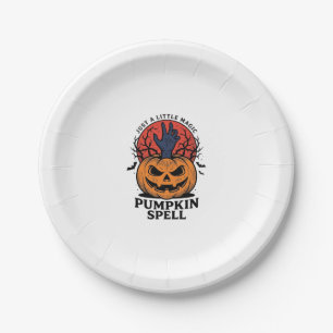 Vintage-Kürbis-Zauber-Halloween-Hexen-Hand-Kunst_1 Pappteller