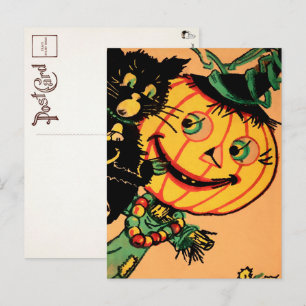 Vintage Kürbisdekation Postkarte