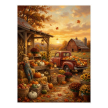 🎃 Vintage Kürbisfarmstand Leinwanddruck | Rusti