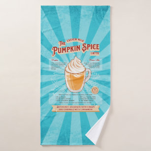 Vintage-Kürbisgewürz-Latte - Rezeptposter Badhandtuch Set