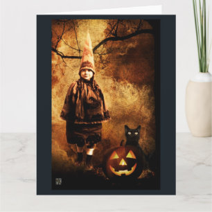 Vintage Kürbishexenkarte Halloween-Card X-LARGE-KA Karte