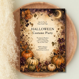 Vintage-Kürbisse-Mond-Halloween-Party Einladung