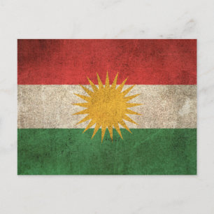 Vintage Kurdistan-Flagge mit Abnutzungseffekten Postkarte